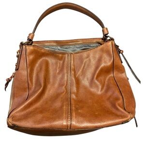 Elegant REALER Tan Vegan Leather Hobo Crossbody Bag